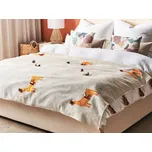 Přikrývka béžová a oranžová bavlna 130 x 180 cm ručně vyšívaná přehoz na postel se střapci boho styl Beliani