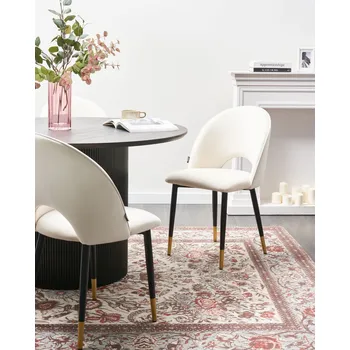 Jídelní židle Sada 2 jídelních židlí světle béžové sametové čalounění černé nohy retro glamour design Beliani