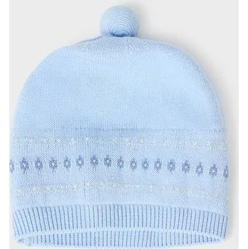 Kojenecká čepice Pletená čepička s bambulkou Mayoral 9551/48 - vel. 0m,3m,12m,18m v dárkové krabičce - 80 (12 měs.), světle modrá