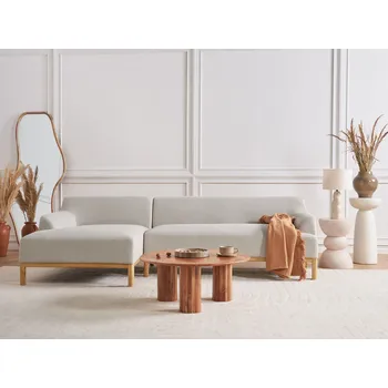 Pohovka Čalouněná pravostranná rohová pohovka světle béžová stylová sedačka nábytek do obývacího pokoje Beliani