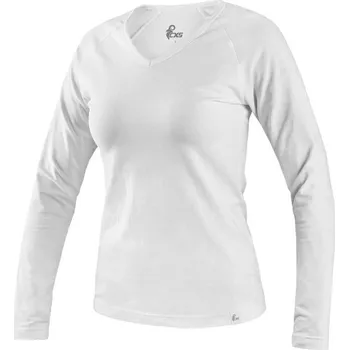 Pánské tričko CXS Tričko MARY, dámské, výstřih do V, dlouhý rukáv, bílá, vel. 3XL