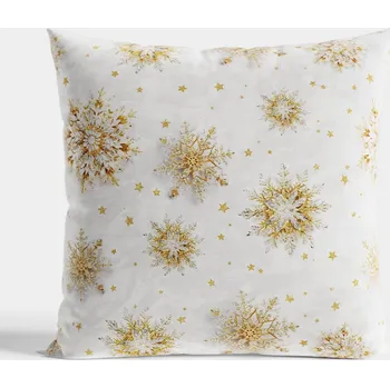 Povlak na dekorativní polštářek Vánoční povlak na polštářek Zlaté vločky