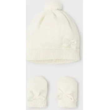 Kojenecká čepice Sada smetanové čepice a rukavic Mayoral - vel. 12m,18m v dárkové krabičce