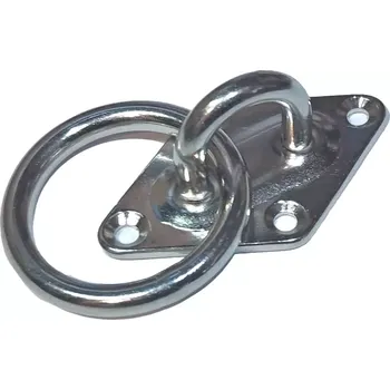 Uchycení záclony a závěsu Deska kosočtverec s okem + kroužek 6x40x65mm - nerez A2