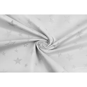 Bavlna režná stříbrné hvězdy na bílé se stříbrným glittrem