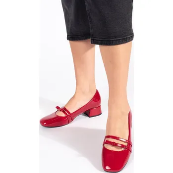 Dámské lodičky Pohodlné červené dámské lodičky na širokém podpatku 36