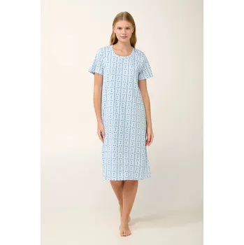 Vamp - Bavlněná noční košile s geometrickým potiskem 20934 - Vamp blue canal xxl