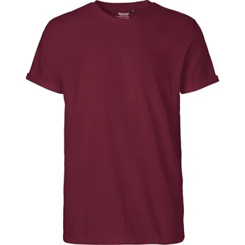 Pánské tričko Pánské bio tričko s ohrnutými rukávy O 60012 bordeaux L