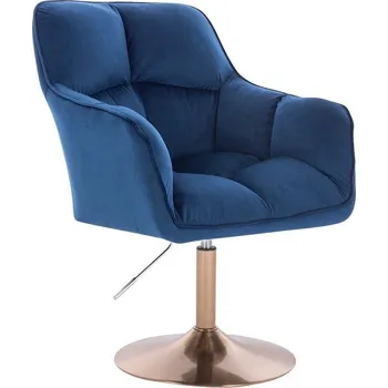 Barová židle LuxuryForm DESIGN Křeslo AMALFI VELUR na zlatém talíři - modré