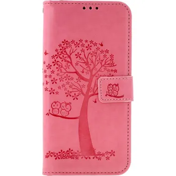 Pouzdro na mobilní telefon Pouzdro Samsung A15 knížkové Růžový strom sovičky (kryt neboli obal na Samsung A15)