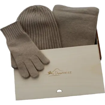 Čepice Duuree.cz Dárkový set Amira čepice, rukavice a šála 100% kašmír Barva: Béžová