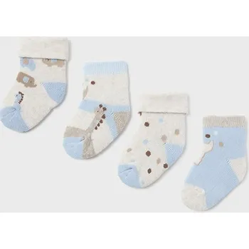 Sada 4 ponožek pro nejmenší Mayoral 9759/61 - vel. 0m,3m,6m v dárkové krabičce - 0m (15-16cm)