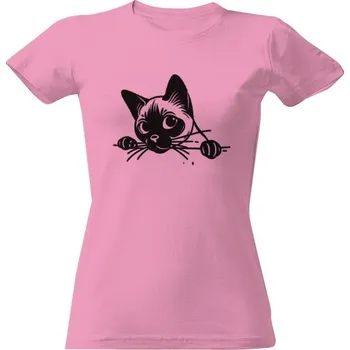 Dámské tričko Tričko s potiskem Zvědavá siamka dámské