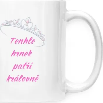 Hrnek malý bílý s potiskem Hrnek s nápisem Tenhle hrnek patří královně