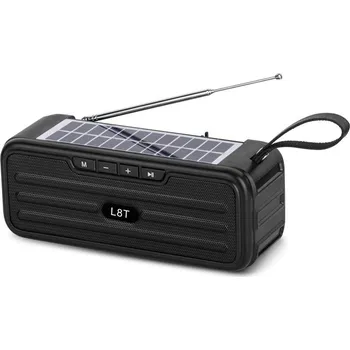 Bluetooth reproduktor Bezdrátový bluetooth reproduktor L-8T, solárním panel, FM rádio - černá