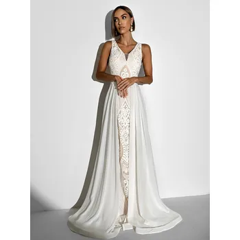 Dámské šaty LUENNA dlouhé flitrové šaty bílá S