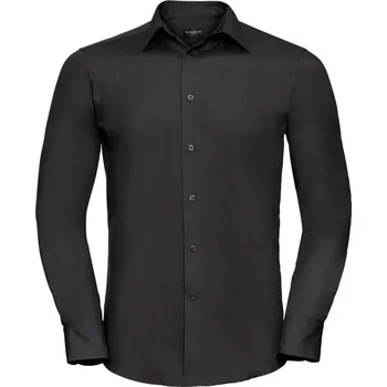 Pánská košile Popelínová košile s dlouhým rukávem 924M black XXL