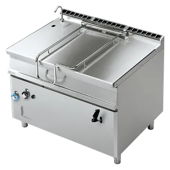 Pečicí pánev RMgastro RM - BR120-912G/N Pánev sklopná manuální plynová 120 l nerezové dno + záruka 3 roky