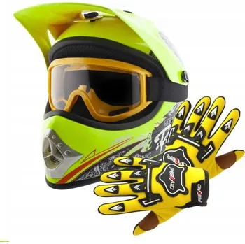 Motodoplněk ATV dětský motocross set: žlutá helma XS (51–52 cm), rukavice a brýle (Výhodné atv moto sety)
