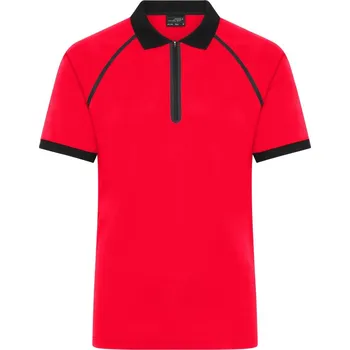 Pánské tričko Pánské polo se zipem JN 1308 light red-black XL