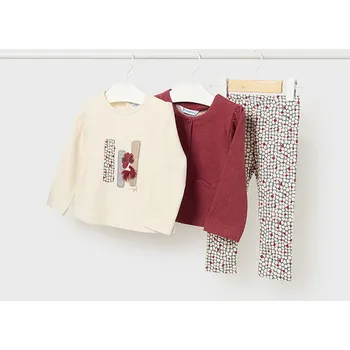 Dívčí kalhoty Set 3dílný Mayoral dívčí - tričko, legíny, svetřík - vel. 80,86,92,98 - 86 (18 měs.)