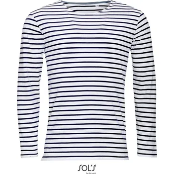 Pánská móda Pánské pruhované tričko s dlouhým rukávem Marine Men white-navy XL