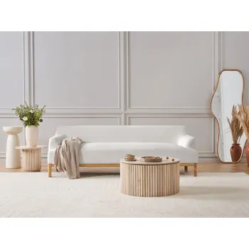 Pohovka Čalouněná 3místná pohovka krémově bílá stylová sedačka nábytek do obývacího pokoje sedací sourpava Beliani