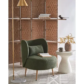 Křeslo Křeslo tmavě zelené buklé materiál měkké černé nohy zaoblené opěradlo retro glamour art deco styl Beliani