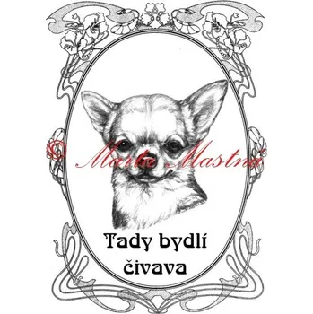 Cedulka čivava, chihuahua secesní 3 - Bez samolepicí vrstvy