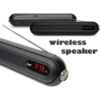 Bluetooth reproduktor Designový bezdrátový bluetooth reproduktor HF-F511, délka 40,5cm, LED displej, anténa - černá
