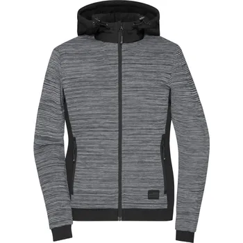 Dámská polstrovaná hybridní pletená fleecová bunda JN 1843 carbon melange-black 4XL