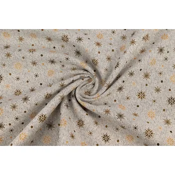 Bavlna režná vločky se zlatým glittrem