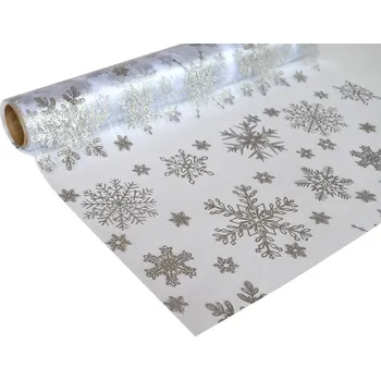 Vánoční dekorace Organza vánoční, stříbrná, 39 x 8 m