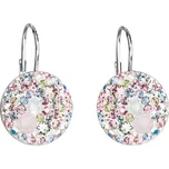 Stříbrné náušnice visací s krystaly Swarovski růžové kulaté 31176.3
