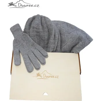Čepice Duuree.cz Dárkový set čepice, rukavice a velká šála 100% kašmír Barva: Světle šedá