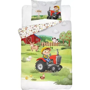 Povlečení Bambusové povlečení do postýlky 3D Farma červená 100x135+40x60