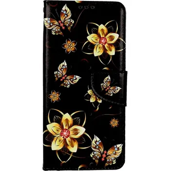 Pouzdro na mobilní telefon Pouzdro Samsung A14 knížkové Zlaté květy (kryt neboli obal na Samsung A14)