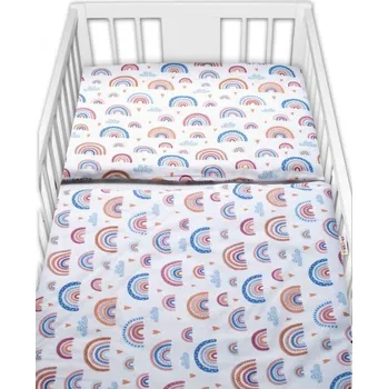 Povlečení Baby Nellys Bavlněné povlečení do postýlky 2dílné Duha pastelová 120 x 90 cm Baby Nellys