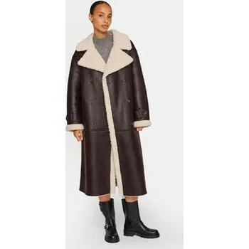 Dámský kabát Vila Kožich Risi 14097991 Hnědá Relaxed Fit 40
