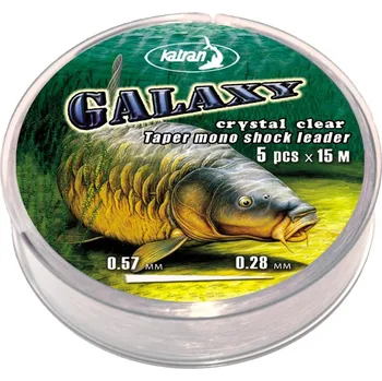 Rybářský vlasec Katran ujímaný vlasec Galaxy mono shock leader 15 m x 5 Délka: 0,26 mm až 0,57 mm