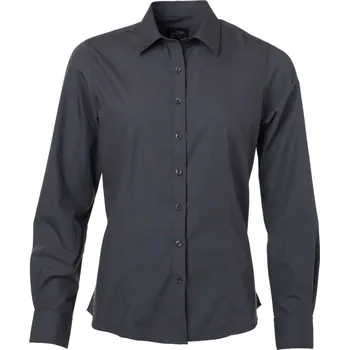 Dámská halenka Popelínová halenka s dlouhým rukávem JN 677 carbon XXL