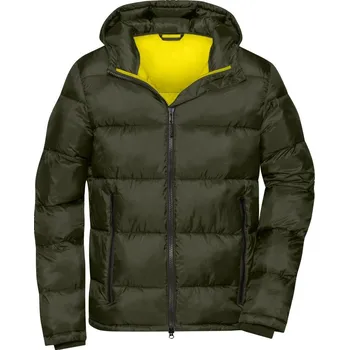 Pánská prošívaná bunda JN 1168 deep forest-yellow S