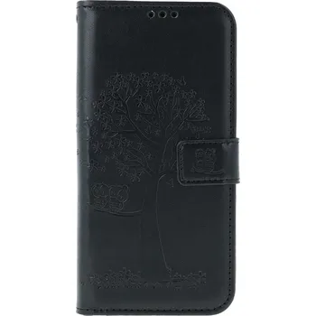 Pouzdro na mobilní telefon Pouzdro Samsung A15 knížkové Černý strom sovičky (kryt neboli obal na Samsung A15)