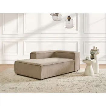 Křeslo Lenoška světle hnědá manšestrové čalounění pravostranná černé nohy moderní styl obývací pokoj Beliani