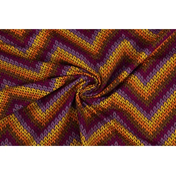 Teplákovina cik cak vzor broskev jemně počesaná