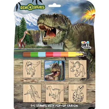 Dětské razítko JIRI MODELS Razítka 5+1 s pop-up voskovou Dinosauři | 65554