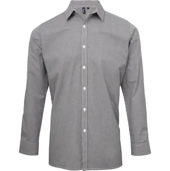 Pánská košile Popelínová kostkovaná košile s dlouhým rukávem PR 220 black-white XL