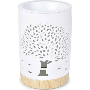 Aroma lampa Dedra Innovations XXL Keramická aromalampa s dekorem stromu, matná bílá