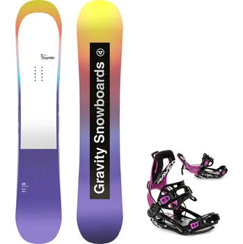Snowboard Gravity snowboards Snowboard komplet Gravity Thunder 24/25 + vázání Fastec FT360 black/fuchsia Velikost: 148 cm, Velikost vázání: M