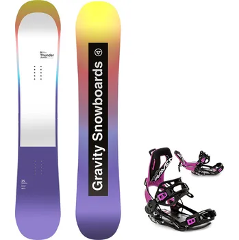Snowboard Gravity snowboards Snowboard komplet Gravity Thunder junior 24/25 + vázání Fastec FT360 black/fuchsia Velikost: 135 cm, Velikost vázání: M